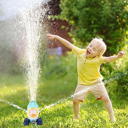 Wassersprinkler Spielzeug für Kinder,Wasserspielzeug Kinder Outdoor Spielzeug ab 3 4 5 6 7 8, Sprinkler Outdoor Spiele für Kinder,Rocket Sprinkler,Rocket Sprinkler Wasserraketensprinkler für Draußen von LWMTT