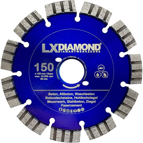 LXDIAMOND Diamant-Trennscheibe 150mm - Sägeblatt für Beton Mauerwerk Stahlbeton - Trennscheibe passend für Bepo FFS 150 151 Montagefräse Fensterfugenschneider - Premium Diamantscheibe 150 mm von LXDIAMOND