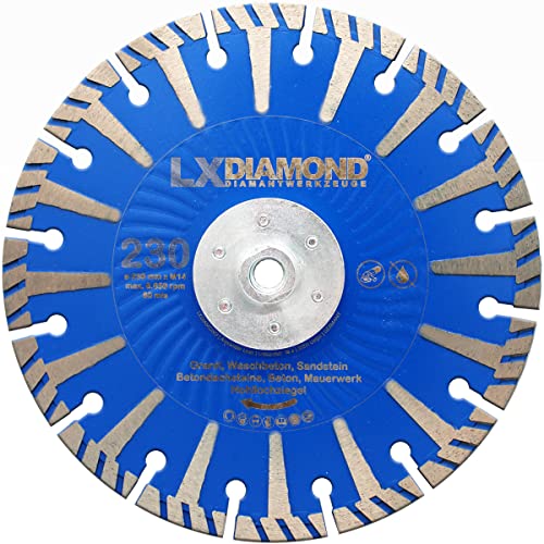 LXDIAMOND Diamant-Trennscheibe 230mm mit M14 Alu Flansch für Winkelschleifer - Diamantscheibe zum Bündig schneiden von Granit, Naturstein, Beton - 230 mm Steinscheibe in Premium Qualität von LXDIAMOND