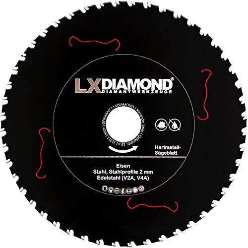 LXDIAMOND Hartmetall Sägeblatt 255mm x 30,0mm Z48 für Eisen Stahl Edelstahl V2A V4A Stahlprofile Bleche Stahl Kreissägeblatt passend für Kappsägen Handkreissägen Metall-Trennsägen Tischsägen 255x30 von LXDIAMOND