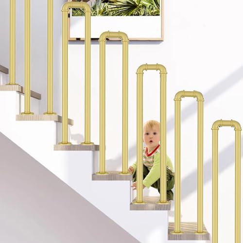 Treppengeländer U-förmig, Rutschfeste Treppenhandläufe, Schmiedeeiserne Handläufe für Den Innen und Außenbereich, Industrielle Sicherheitsleitplanke, für Den Garten(Size:55cm,Color:Gold) von LXHLHWXF