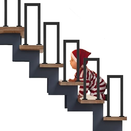 U Förmiger Handlauf Schwarz Treppengeländer aus Eisen Nordic Rutschfester Haltegriff für Drinnen, DraußEn, Villa Bodenmontage Brüstungsgeländer 1 Stück (110CM) von LXHLHWXF