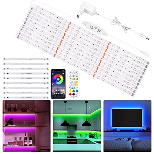 Unterbauleuchte Küche LED 5M,10 * 50CM Dimmbar RGB LED Unterschrank Beleuchtung mit 2.4G Fernbedienung,APP Steuerung 12V Super Hell Musik Sync LED lichtleiste für TV,Regale,Theke,Schrank,Vitrinen,DIY von LXLQZXW