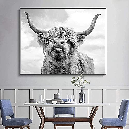 LXTOPN Nordic Highland Kuh Leinwand bilder,Wand Druck Gemälde Schottisches Hochland kuh Drucke wandbilder,Modern Hochlandrind Wall Art Poster Wohnzimmer Deko,Kein Rahmen (70x90cm) von LXTOPN