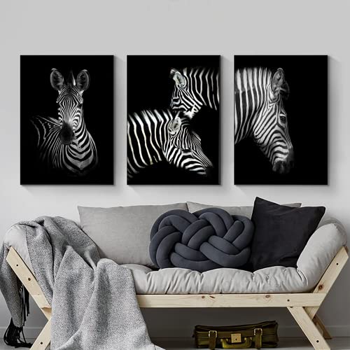 LYBOHO Wandbilder,Tier-Themen-Leinwand Bilder Poster Set für Wohnzimmer Schlafzimme - Kein Rahmen (3PCS-Zebra, 40x60cm) von LYBOHO