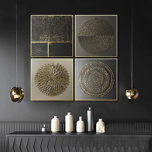 Wandbilder Wohnzimmer,4 StüCk Nordic Luxury Gold Abstrakte Leinwand Bilder für Wohnzimmer Schlafzimmer (Abstraktes Gold 1, 4PCS-30x30cm) von LYBOHO