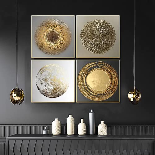 Wandbilder Wohnzimmer,4 StüCk Nordic Luxury Gold Abstrakte Leinwand Bilder für Wohnzimmer Schlafzimmer (Abstraktes Gold 2, 4PCS-20x20cm) von LYBOHO