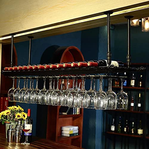 Hängendes Weinglasregal, Weinglashalter, an der Decke montierter Weinglashalter, Weinhalter, Vintage-hängendes Weinregal, Weinregale, höhenverstellbar, für Bar/Restaurant/Küche von LYDZT