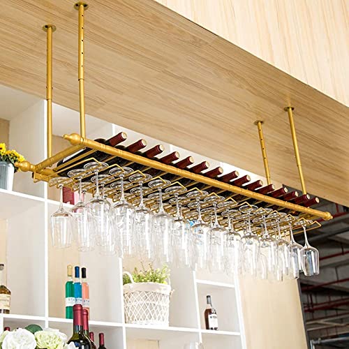 Weinglasregal an der Decke, hängendes Weinglasregal, 11,8–23,6 Zoll höhenverstellbarer hängender Weinregalschrank, wandmontiertes Weinregal, perfekt für Bar, Café, Küche (Größe: 120 cm) von LYDZT