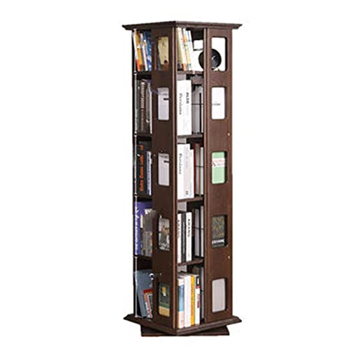 LYFDPN Drehbarer Turm, drehbares Bücherregal aus massivem Holz, 360-Grad-Bücherregal, Kinder-Studentenboden-Bücherregal, Bücherregal mit großer Kapazität (Brown 155x44x44cm) von LYFDPN
