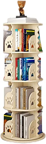 LYFDPN Drehbares Bücherregal aus massivem Holz, um 360° drehbar, Wohnzimmer, bodenstehendes Bücherregal, Heimbüro, Eck-Hochschrank, modernes Design (52 * 135cm) von LYFDPN