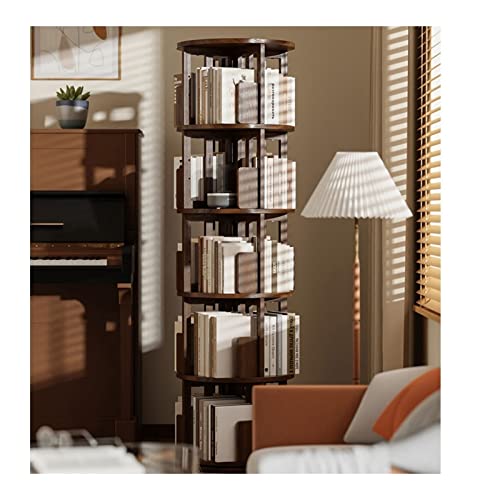 LYFDPN Vitrine, rundes drehbares Bücherregal aus massivem Holz, Eckbücherregal, bodenstehendes Aufbewahrungsregal für das Wohnzimmer, bemaltes Bücherregal (44x44x184cm White Removable) von LYFDPN
