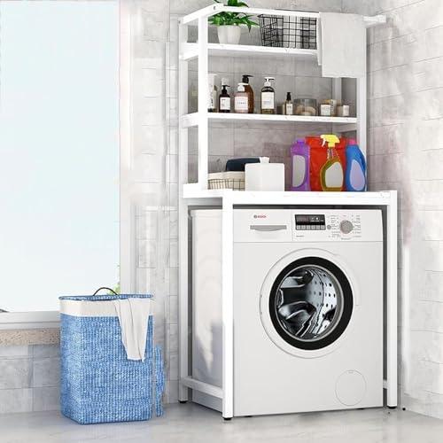 LYGBDSS Waschmaschinen-Regal mit 3 Ablagen Überbau Regal für Waschmaschine Toilettenregal Mehrzweck-Badezimmerregal Aus Metall,Organizer für platzsparende Aufbewahrung von LYGBDSS