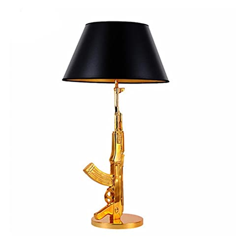 Schlafzimmer-Nachttischlampe Gun Desk Lamp Night Light Decorative Cool Table Lamp Modern Gold Gun Lamps for Bedroom, Hotel, Living Room, Guest Room, Children’s Room Schreibtischlampe Tischlampe (Size von LYOUAE