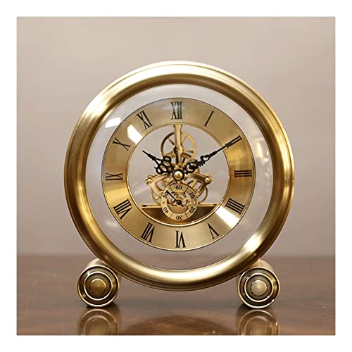 Vintage Tischuhr Mantel Tischuhr, Metall Vintage runde Quarz -Regal -Schreibtischuhr, einzigartige stille Imitation mechanischer Ausrüstung Wohnkultur Schlafzimmer Ornamente Desktop Uhr Traditionelles von LYOUAE