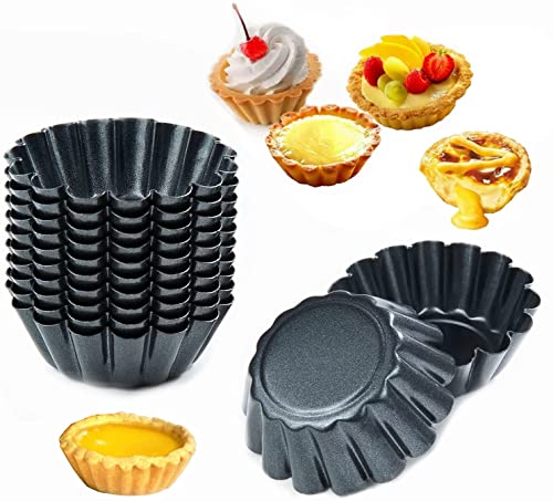 LYTIVAGEN 12 Stück Ei Torte Form Eier Kuchenform Wiederverwendbare Torteletts Törtchenformen Mini Tarteform Metall Cupcake Muffin Form Antihafte Mini Backform für Pudding, Kuchen, Cupcake, Muffin von LYTIVAGEN