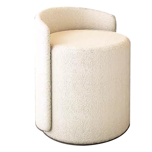 LYXXJRYBHD Kosmetik Stuhl, Vanity Chair, Hocker für Schminktisch, Schminkstuhl Mit Rückenlehne, 360° Drehbar, für Wohnzimmer, Schminkzimmer, Schlafzimmer (Color : Lambswool White) von LYXXJRYBHD