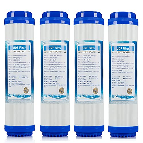 10" Aktivkohle Wasserfilterpatronen, UDF Wasserfilter Kartusche passend für alle 10" Filtergehäuse, 4 Stück von LZH FILTER