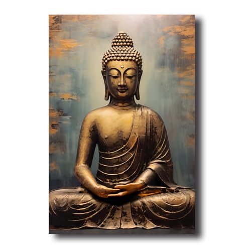 LZIMU Buddha Leinwand Bilder Buddha Statue Gemälde Drucke Zen Bilder buddhistisches spirituelles Kunstwerk für Yoga Spa Meditationsraum Gerahmt (Bild-2, (30.00 x 45.00 cms)) von LZIMU