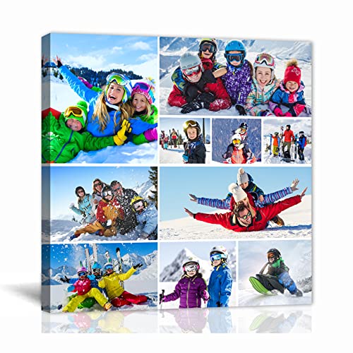 LZIMU Collage Foto Custom Leinwanddruck mit Ihren Fotos Personalisierte Leinwand Poster Personalisierte Collage Bild Leinwand für Heimdekoration(Collagenbild-12(30.00 x 30.00 cms)) von LZIMU