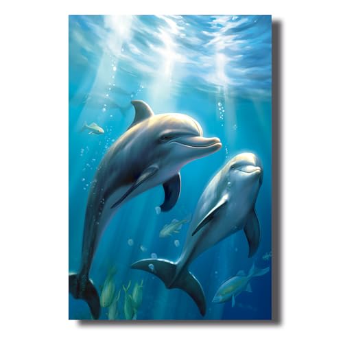 LZIMU Delfin Leinwand Bilder blauer Ozean Delfinbild Drucke Unterwassertier Poster für Kinderzimmer Babyzimmer Kinderzimmer Dekoration (Bild-2, (30.00 x 45.00 cms)) von LZIMU
