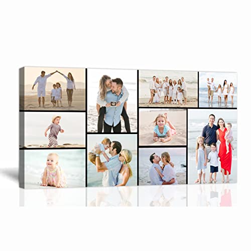 LZIMU Individuelle Leinwanddrucke Collage Foto personalisiertes Poster individuelle Familienhochzeit Haustier Fotogeschenke für Heimdekoration(Collagenfoto-13(25.00 x 50.00 cms)) von LZIMU