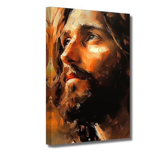 LZIMU Jesus Christus Bild auf Leinwand Gottporträt Leinwanddrucke abstraktes christliches Kunstwerk Wanddekoration spirituelle Geschenke Gerahmt (40x60cm) von LZIMU