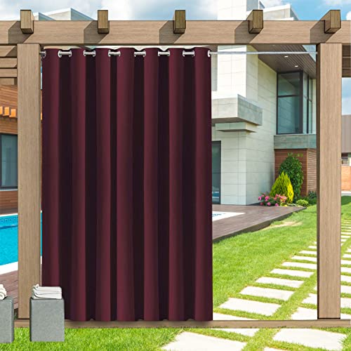 Outdoor Vorhang Wetterfest, 1 Stück Outdoor Vorhang Wasserdicht Wetterfest Blickdicht mit Ösen, 24 Farben Sichtschutz Sonnenschutz Outdoor Gardine für Veranda, Pergola, Laube, 155X213cm(B X H) von LZXSXZ