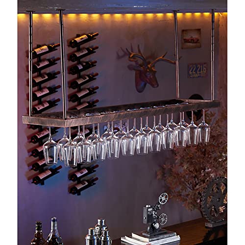 LZXVOCZC Weinregal aus Metall, höhenverstellbar, Weinglashalter aus Eisen, an der Decke montiertes Weinglas-Hängeregal, für Bars, Restaurants, Küchen von LZXVOCZC