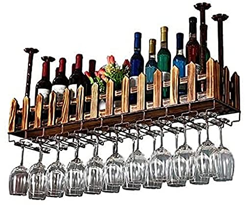 Weinregal Weinregal Deckenweinregale, Bar, Restaurant, hängend, Weinglasregal, umgedrehter Weinglashalter aus massivem Holz, an der Decke montiertes hängendes Weinflaschenregal, Weinflaschenregal, 10 von LZXVOCZC