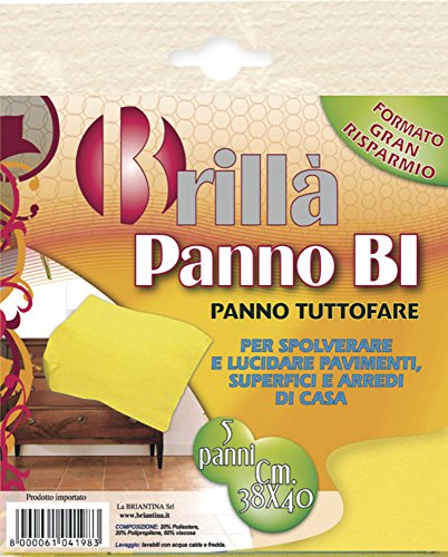 La Briantina 5 Reinigungstücher, Viskose, Mehrfarbig, 38 x 40 cm, 5 Stück von La Briantina