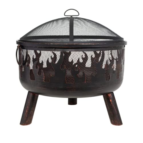 La Hacienda Wildfire Ø 61 cm - Feuerschalen für den Garten - Feuerstelle Outdoor & Feuertonne - Feuerschale mit Opt. Grillrost aus hochwertigem Cortenstahl - Feuerkorb für den Garten - 61x61x61 cm von La Hacienda