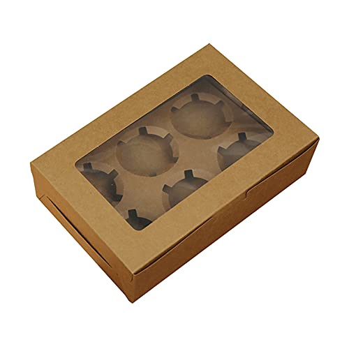 Cupcake Box, 20 Stück Cupcake Muffin Box, Muffin Karton, mit Beobachtungsfenster Und Herausnehmbarer Innenstütze, für Cookies, Cupcake, Pastry Packaging, Muffin(6 Loch) von La Llareta