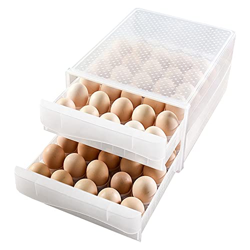 La Llareta Eier Aufbewahrungsbox, 60 Eier / 2 Schicht Transparenter Eierkarton, Eierbehälter für Kühlschrank, PP Kunststoff, Stapelbar, for Eierkonservierung, Eiertransport, Hotelrestaurant von La Llareta