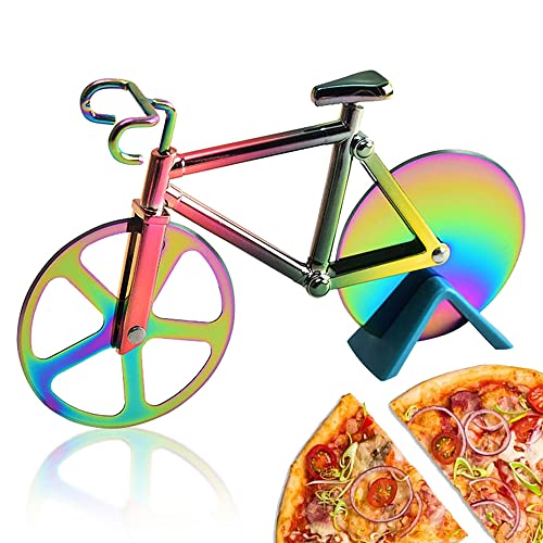 La Llareta Fahrrad Pizzaschneider, Edelstahl Pizza Schneider, Doppel Pizza Cutter Mit Scharfem Schneiderad, Leicht Zu Schneiden, für Party(Titanium) von La Llareta