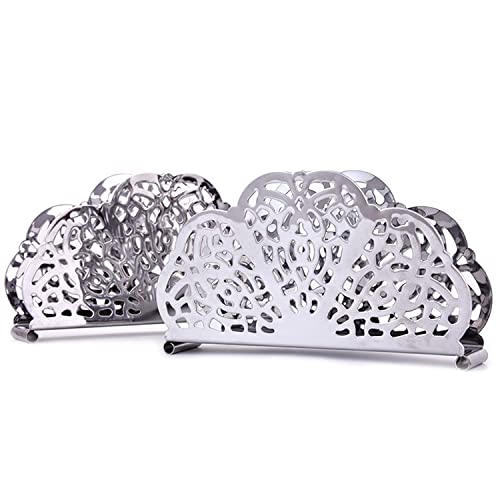 La Llareta Serviettenhalter Metall, 2 Stück Stainless Steel Napkin Holder, Retro Überbacken, für Arbeitsplatte, Küche, Esstisch, Esszimmer(Silber) von La Llareta