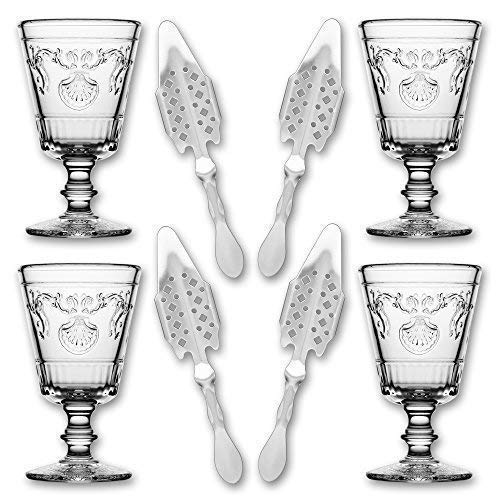 4X La Rochere Absinth Glas Versailles 200ml + 4X Absinth Löffel Losanges 41" von La Rochère