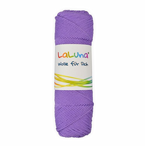 Wolle uni Serie -Florida- lila 100% Baumwolle 50g, Häkelgarn Schulgarn Topflappengarn Marke: LaLuna® von Creleo