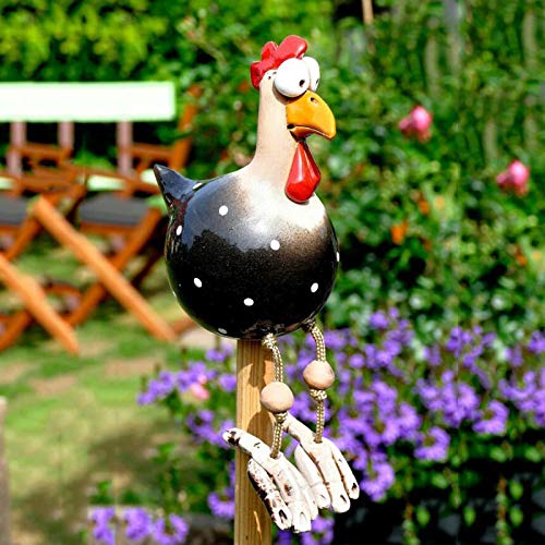 Labstandard Keramik Huhn Gartendeko,Tierfigur Gartenstecker Keramikfigur Handarbeit Ornament, Gartendeko Huhn Deko, Gartenstatue Dekorative Henne Huhn Gartenstecker,Gartenfigur Gartendekoration (E) von Labstandard