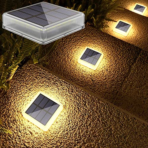 Lacasa Solar Bodenleuchten Aussen, LED Solarlampen für Außen Garten und Terrasse Deko Weg Treppenbeleuchtung Solarleuchten Wasserfest, 2700K Warmweiß, Eckig, 4 Stück von Lacasa