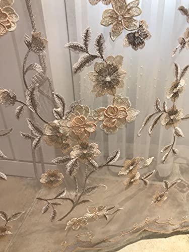 Lactraum Gardine Weiß transparent Wohnzimmer 3D Bestickt Blumen Voile mit Kräuselband 145x 245 cm (BxH) von Lactraum