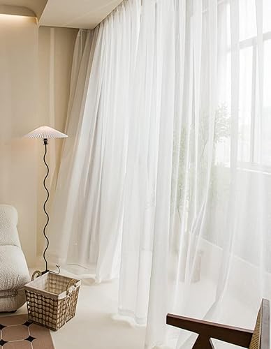 Lactraum Vorhang Wohnzimmer Luxus vergoldete Gardine Voile Mit Ösen Weiß 100 x 245 cm (BxH) von Lactraum