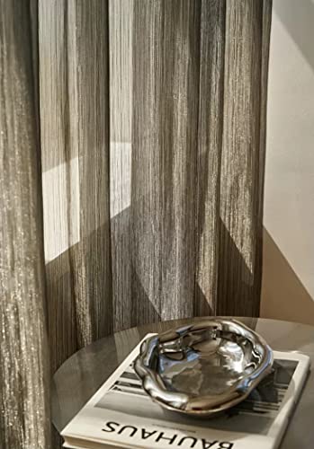 Lactraum Vorhang Wohnzimmer Luxus vergoldete Gardine Voile Mit Universalband Grau 200 x 245 cm (BxH) von Lactraum