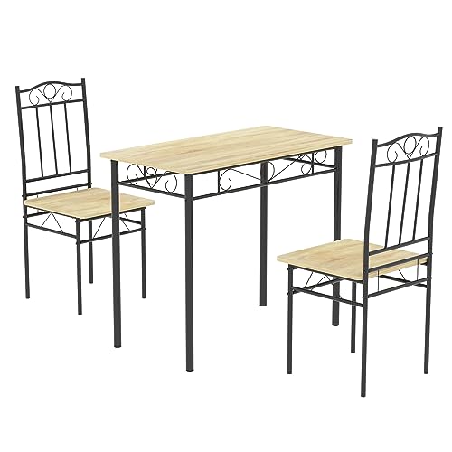 LafeuR Essgruppe 3-teilig, Küchentisch-Set Esszimmertisch mit Stühlen für Esszimmer, Küche, Wohnzimmer, Buche von LafeuR