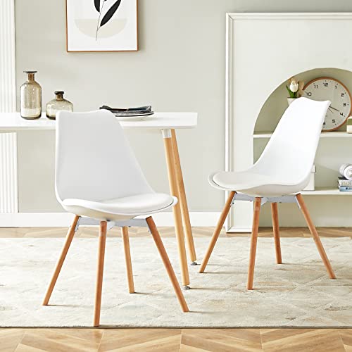 LafeuR Esszimmergruppe Esstisch mit 2 Stühlen, Rechteckig Küchentisch-Set Essgruppe für Küche Esszimmer und Wohnzimmer (Weiß Tisch+2 Weiß Esszimmerstühle) von LafeuR