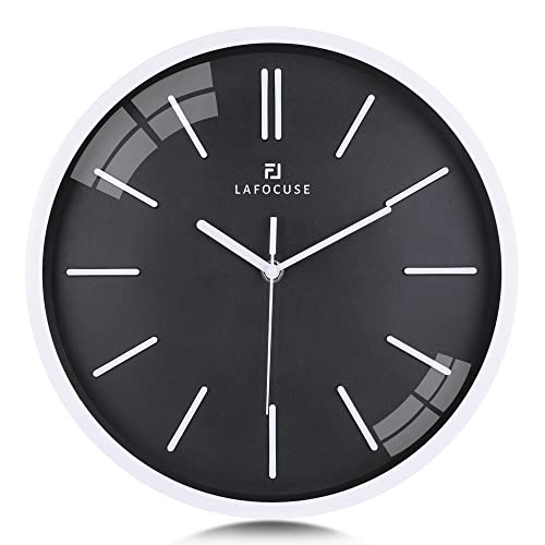 Lafocuse Minimalistisch Schwarz Wanduhr Lautlos,3D Einfache Linien Wanduhr Modern Ohne Ziffern,Ohne Ticken Deko für Wohnzimmer Schlafzimmer Küche 30cm von Lafocuse