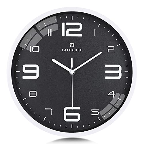 Lafocuse 3D Große Ziffern Wanduhr Schwarz Lautlos, Modern Wanduhr Leicht zu Lesen, Ohne Tickgeräusche Quartz Deko für Wohnzimmer Schlafzimmer Küche 30 cm von Lafocuse