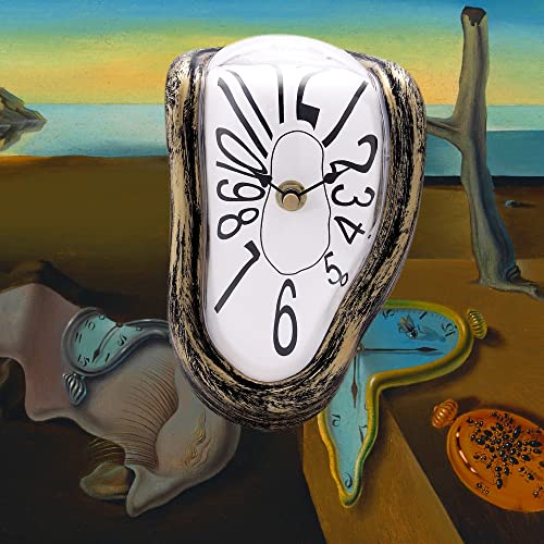 Lafocuse Lautlos Salvador Dali Uhr, Geschmolzene Uhr Ohne Tickgeräusche, Tischuhren Modern Schmelzende Uhr Deko für Regale Schreibtisch 18x13x15cm von Lafocuse