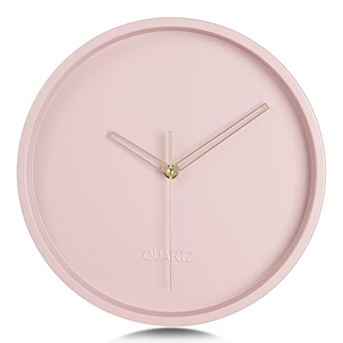 Lafocuse Metall Minimalistische Rosa Wanduhr Lautlos, Modern Wanduhr Wohnzimmer Ohne Zahlen, Ohne Tickgeräusche für Schlafzimmer 30cm von Lafocuse