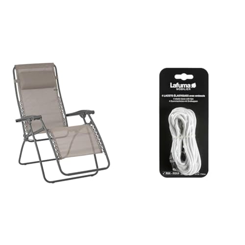 Lafuma Mobilier Relax-Liegestuhl, Klappbar und verstellbar & Elastische Schnürsenkel mit Spitzen für RSX/RSXA, Set mit 4 Schnürsenkeln, Farbe Weiß, LFM2322-0020 (Verpackung kann variieren) von Lafuma
